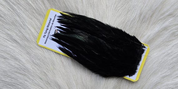 Fly Tying Feather. Saddle Hackle (Feather) 2" Strip, 5 cm... Color; Black,
