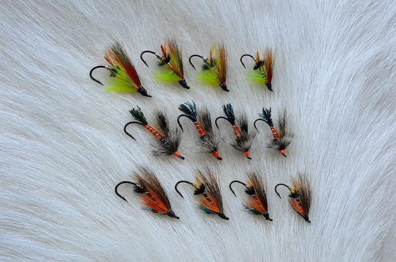 Fly Fishing Flies..  SLS; "Rusty Rat", Green Highlander, Thunder & Lightning,  Hair Wing Salmon Flies Combo.. (12) Flies. Combo #132.
