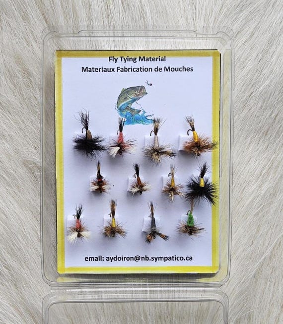 Trout Flies.  Fly Fishing Flies.. (12) Hand Tied Trout Flies Combo, asst. size Dry Fly Hook..  Ship From Canada.