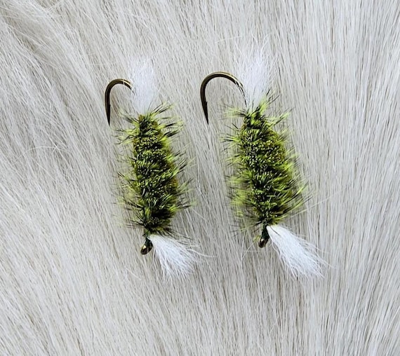 Salmon Flies.. (2) Beautiful Deer Hair Bomber.. In our plastic Fly Box.. Made In Canada and Ship From Canada.