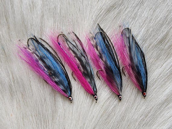 Salmon & Trout Streamer Fly Fishing Flies. Comes with Trolling Hooks.  Most Popular ,  "Sneeka".. (4) Size #4,  Ship From Canada