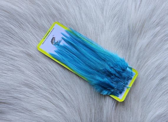 Saddle Hackle Feather... Fly Tying.  One only (25) Per Pack Selected Saddle Hackle Feather. Color, Blue-Shade-82.