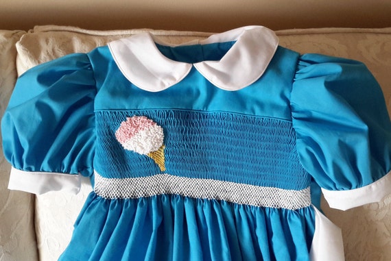 Hand Smocked Girls Dress  ......Ice  Cream Cone .....By The My Collection 2