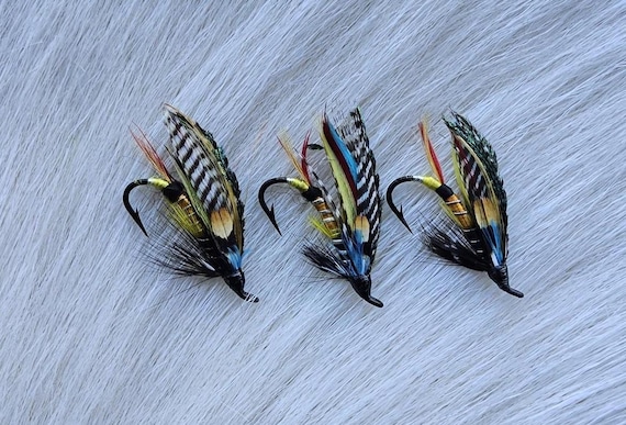 Fly Fishing Flies..  SLS; Fully Dress Salmon Flies Combo.. (3) Flies, Size ast. JC Eyes. Combo.. Jock Scott