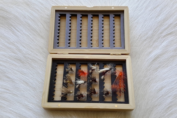 Trout Flies  Combo with Bamboo Wood design with Logo ... Super Special..