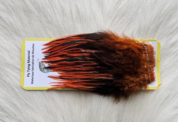 Fly Tying Feathers....  (1)  2" pack of "Badger"  Strung Saddle Hackle Feather,,   Colors...,  Orange-042.