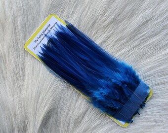 Saddle Hackle,, Fly Tying Hackle (Feather)... (50) Per Pack, ,  (New) Selected Saddle Hackle Feather. Color, Blue,  Attention; Canadians.