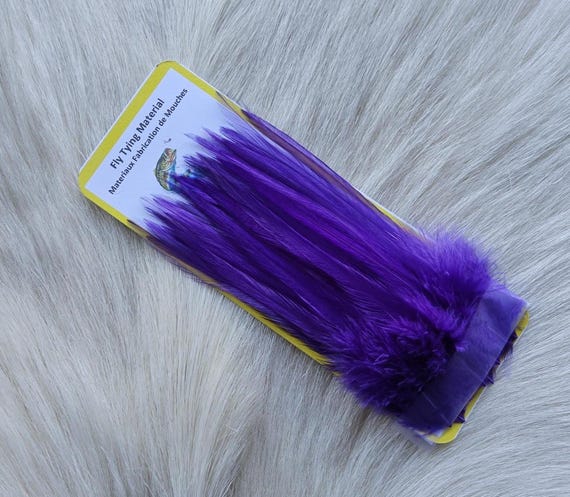 Saddle Hackle,, Fly Tying Hackle (Feather)..(50) Per Pack, (New) Selected Saddle Hackle Feather. Color, Purple,  Attention; Canadians.
