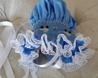 Little Girl Baby Bonnet....... Hand Smock......TheMyCollection2