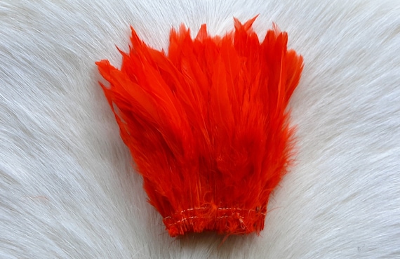 Fly Tying Feather. Schalpen Saddle Hackle (Feather) 6" Strip, 15 mm... Color; Orange, . Special, .