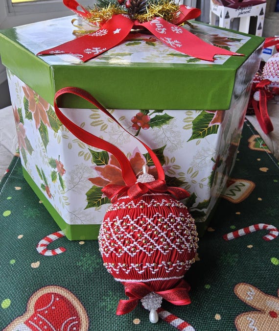 Christmas Balls Tree Ornament (Set Of One). Ship From Canada. Made out of unbreakable Foam design. Set of these  Hand crafted By Yvonne.