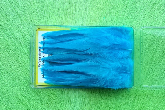 Fly Tying Feather...  Select Saddle Hackle (Feather)  (50) Per Box... Blue.. Shade, #82
