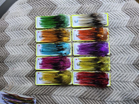 Saddle Hackle,, Fly Tying Hackle. (25) Per Pack, (10) pack combo,,  Selected Saddle Hackle Feather. Super Special- Free Shipping to USA.