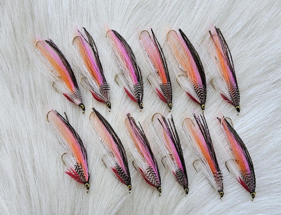 Streamer Fly Fishing Flies. Comes with Trolling Hooks.  . Our Most Popular , Rainbow Smelt.. (12) Size #4,  Ship From Canada