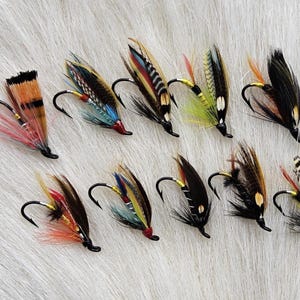 Fly Fishing Flies..  SLS; Fully Dress Salmon Flies Combo.. (10) Flies, Size #6,, JC Eyes. Combo #73
