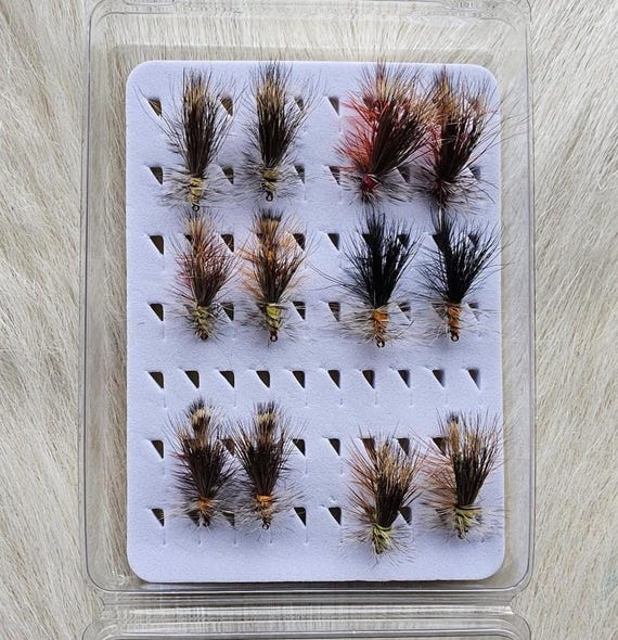 Trout Flies.  Fly Fishing Flies.. (12) Hand Tied Trout Flies Combo, asst. size Dry Fly Hook..  Ship From Canada.