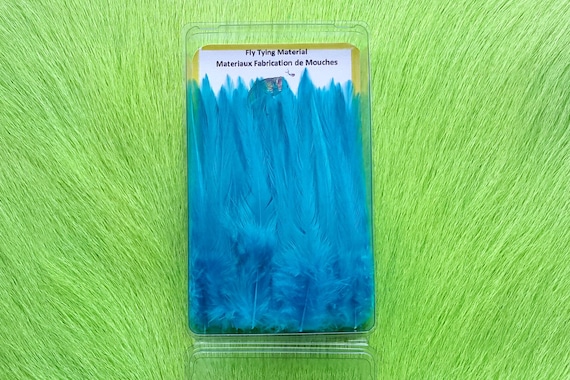 Fly Tying Feather...  Select Saddle Hackle (Feather)  (50) Per Box... Blue.. Shade, #82