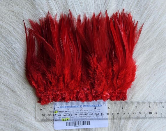 Saddle Hackle.. Fly Tying Feather. Saddle Hackle (Feather) 6" Strip, 15 cm... Color;  Red, Shade #028,