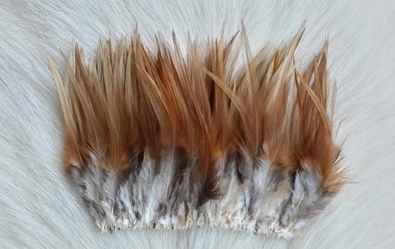 Fly Tying Feather. Saddle Hackle (Feather) 6" Strip, 15 cm... Color;  Nat. Brown,