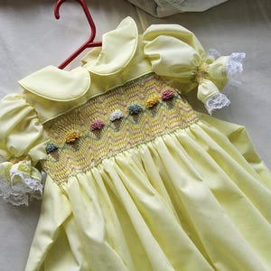 smocked ice cream dress Petit Bebe Girls Pink Check Smocked Ice Cream Cones Dress with Collar 3T