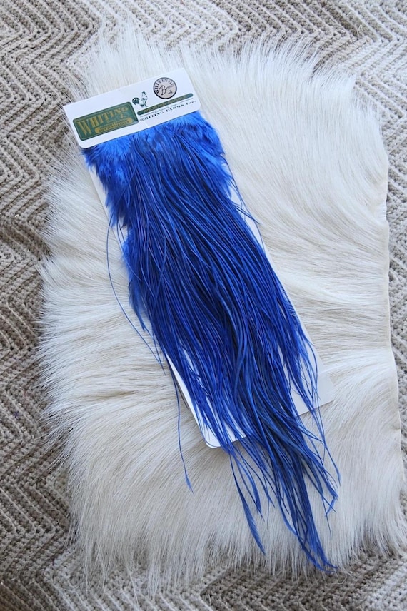 Whiting Bronze Saddle Hackle.  Dry Fly Rooster Full Saddle,, Color,  Dyed Blue ..   Free Shipping. From Canada