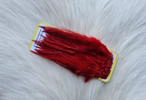 Fly Tying Feather. Saddle Hackle (Feather) 2" Strip, 5 cm... Color; Red,,, Shade 028,