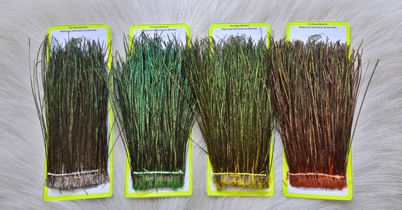 Fly Tying  Peacock Herl Combo...  (4) 2" Strip Strung , 5 cm Pack Mix Color..