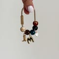 bag charm carabiner with bubble initial + charms for purses, totes & keychain. (customizable) bag decoration.