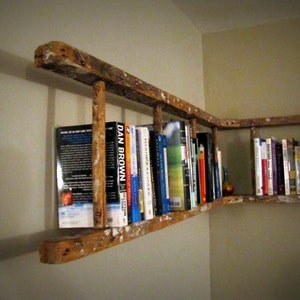 Antique Wooden Ladder Bookshelf image 2