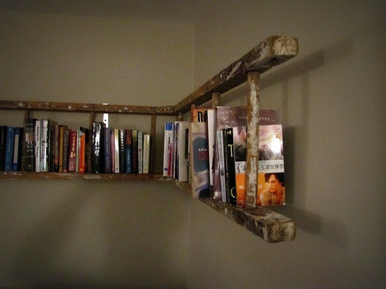 Antique Wooden Ladder Bookshelf image 3