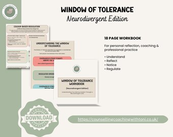 Cuaderno de trabajo sobre la ventana de tolerancia / Edición neurodivergente / Regulación del sistema nervioso (imprimible) / Recurso para terapeutas y coaches / Descarga digital