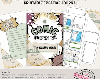Diario de cómics para mentes creativas / Diario de cómics imprimible / Ideas para escritura y dibujo creativos / Descarga digital