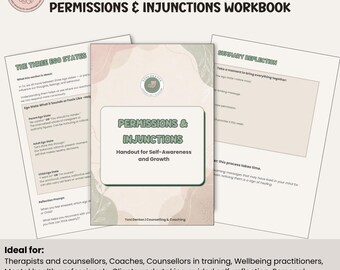 Permissions & Injunctions Workbook, TA Worksheets, Therapist/Coach Resource, Self-Awareness/Personal Growth PDF