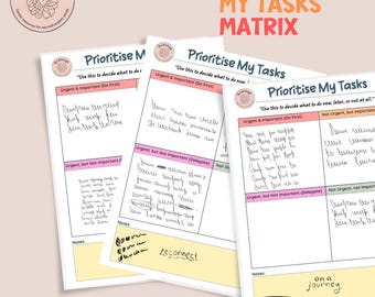 Plantilla imprimible para priorizar tareas para personas con TDAH / Hoja de trabajo para priorizar mis tareas / Planificador digital para personas con TDAH (descarga gratuita)
