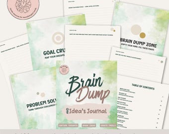 Cuaderno de ideas y lluvia de ideas imprimible / Diario creativo de 120 páginas / Cuaderno de trabajo para lluvia de ideas / Planificador de objetivos / Descarga digital