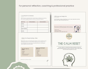 Cuaderno de ejercicios para un reinicio tranquilo / Diario de respiración y bienestar / Ejercicios de conexión con la tierra / Material imprimible para el autocuidado / PDF de atención plena / Descarga digital