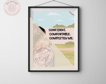 Póster imprimible con cita sobre el amor propio / Descarga digital sobre la confianza: "Seguro, cómodo, completamente yo"
