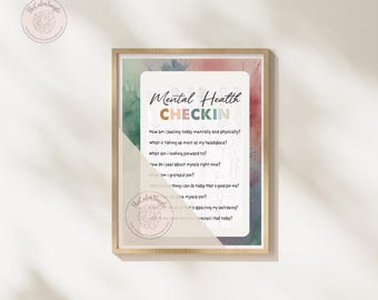 Descarga digital para imprimir sobre el control de la salud mental / Arte mural para la autorreflexión / Descarga digital sobre el bienestar