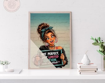 Póster imprimible de edición limitada "Not Perfect" con cita sobre el amor propio / Descarga digital para fomentar la confianza.
