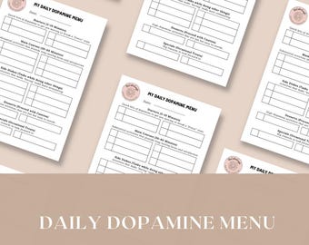 Menú de dopamina para TDAH imprimible / Planificador diario de menú de dopamina / Hoja de trabajo de productividad para TDAH / Planificador neurodivergente / Descarga digital