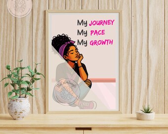 Mi viaje, mi ritmo, mi crecimiento. Lámina decorativa para pared / Póster con cita sobre crecimiento personal / Descarga digital inspiradora.