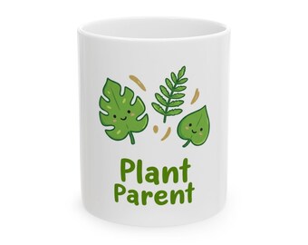 Plant Parent Mug | Botanical Coffee Cup | Leaf Illustration Ceramic Gift
