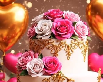 Luxury Animated Birthday Video with Roses and Hearts, Audio included.