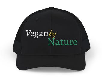 Vegan by Nature Embroidered Trucker Cap, Sustainable Plant-Based Lifestyle Hat