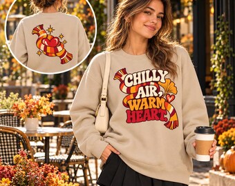 Chilly Air Warm Heart Sweatshirt | Retro Scarf Heart Design