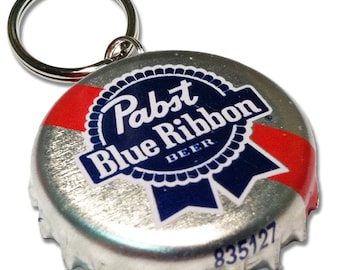 Beer Bottle Cap ID Tag - Pabst Blue Ribbon