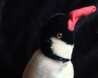 Steiff original vintage Mohair Emperor Penguin Peggy stuffed toy with glass eyes 8" tall