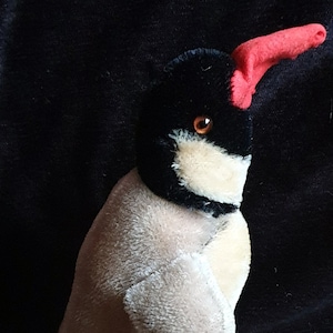 Steiff original vintage Mohair Emperor Penguin Peggy stuffed toy with glass eyes 8&quot; tall