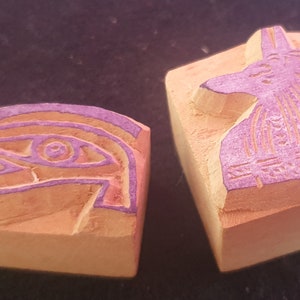 Eye of Horus & Horus Head  - by The Little Box of Magick - 2 hand carved wooden stamps w/ a witchy Egypt Egyptian Horus Magick Ritual
