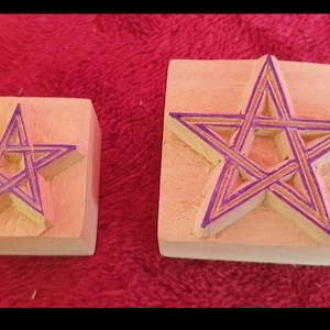 Two Pents - by The Little Box of Magick - 2 hand carved wooden stamps w/ a witchy Wicca theme Pentagram Pentacle Pagan Symbols